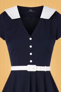 Vintage Diva  - De Vallea swing jurk in marineblauw 7