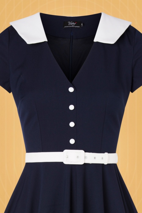 Vintage Diva  - The Vallea Swing Dress in Navy 7