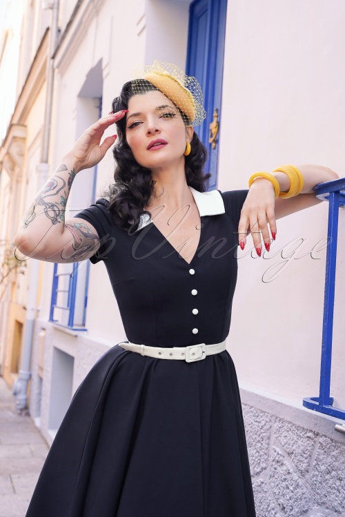 Vintage Diva  - Das Vallea Swing-Kleid in Navy 2