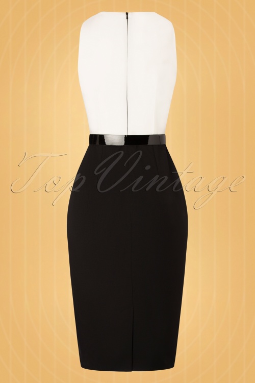 Vintage Diva  - The Nadine Pencil Dress in Black and Ivory 9