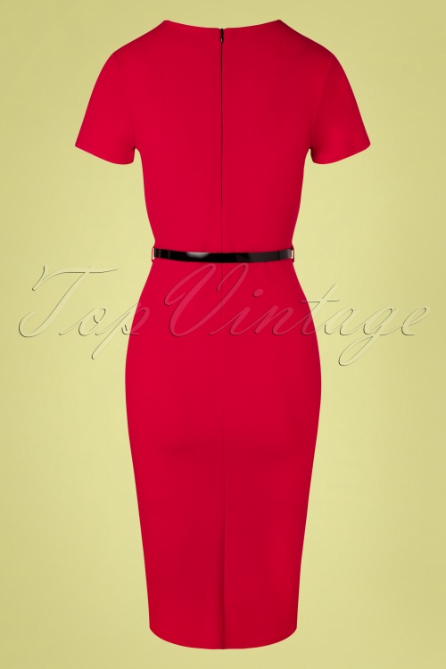 Vintage Chic for Topvintage - Emery Pencil Dress Années 50 en Rouge Ravissante 3