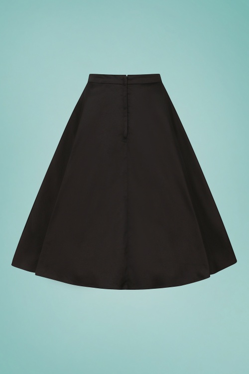Collectif Clothing - 50s Matilde Classic Cotton Swing Skirt in Black 2