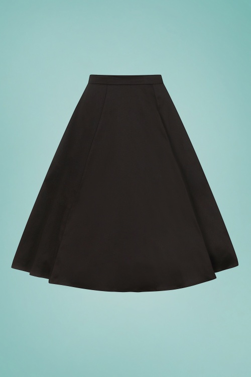 Collectif Clothing - 50s Matilde Classic Cotton Swing Skirt in Black