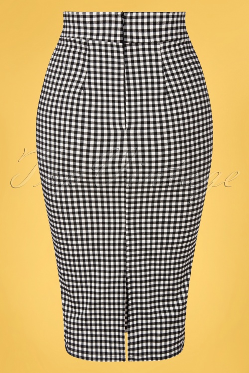 Vintage Chic for Topvintage - Luana Gingham Pencil Skirt Années 50 en Noir et Blanc 3