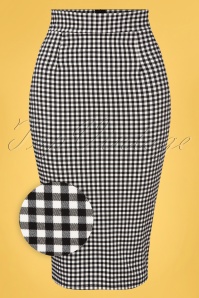 Vintage Chic for Topvintage - Luana Gingham Pencil Skirt Années 50 en Noir et Blanc 2