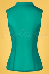 Hearts & Roses - 50s Celestine Blouse in Teal Blue 3