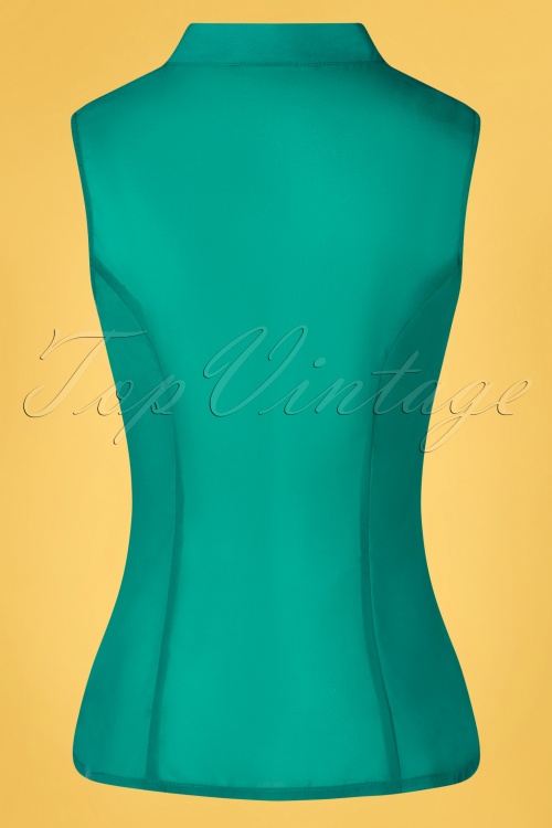 Hearts & Roses - 50s Celestine Blouse in Teal Blue 3