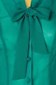 Hearts & Roses - 50s Celestine Blouse in Teal Blue 4