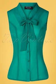 Hearts & Roses - 50s Celestine Blouse in Teal Blue 2