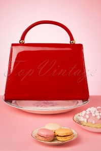 La Parisienne - 60s Lillian Lacquer Flap Bag in Poppy Red 4