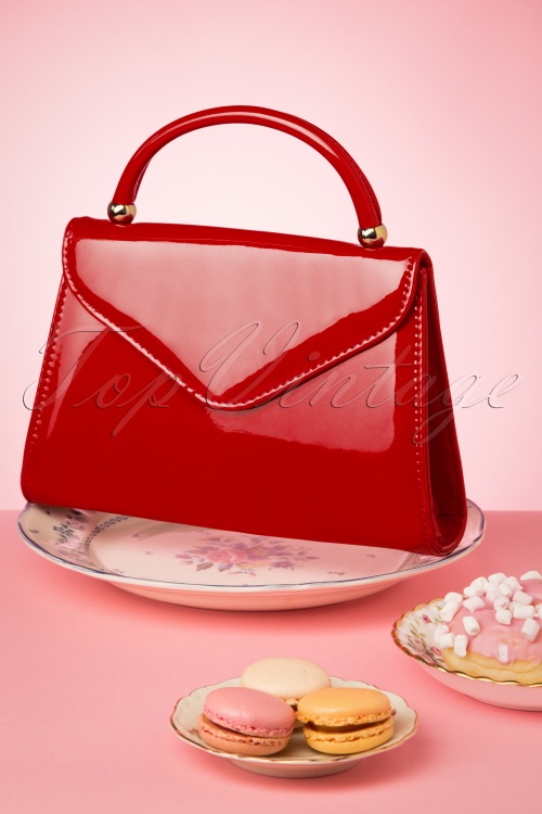 La Parisienne - 60s Lillian Lacquer Flap Bag in Red