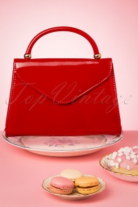 La Parisienne - 60s Lillian Lacquer Flap Bag in Poppy Red 2