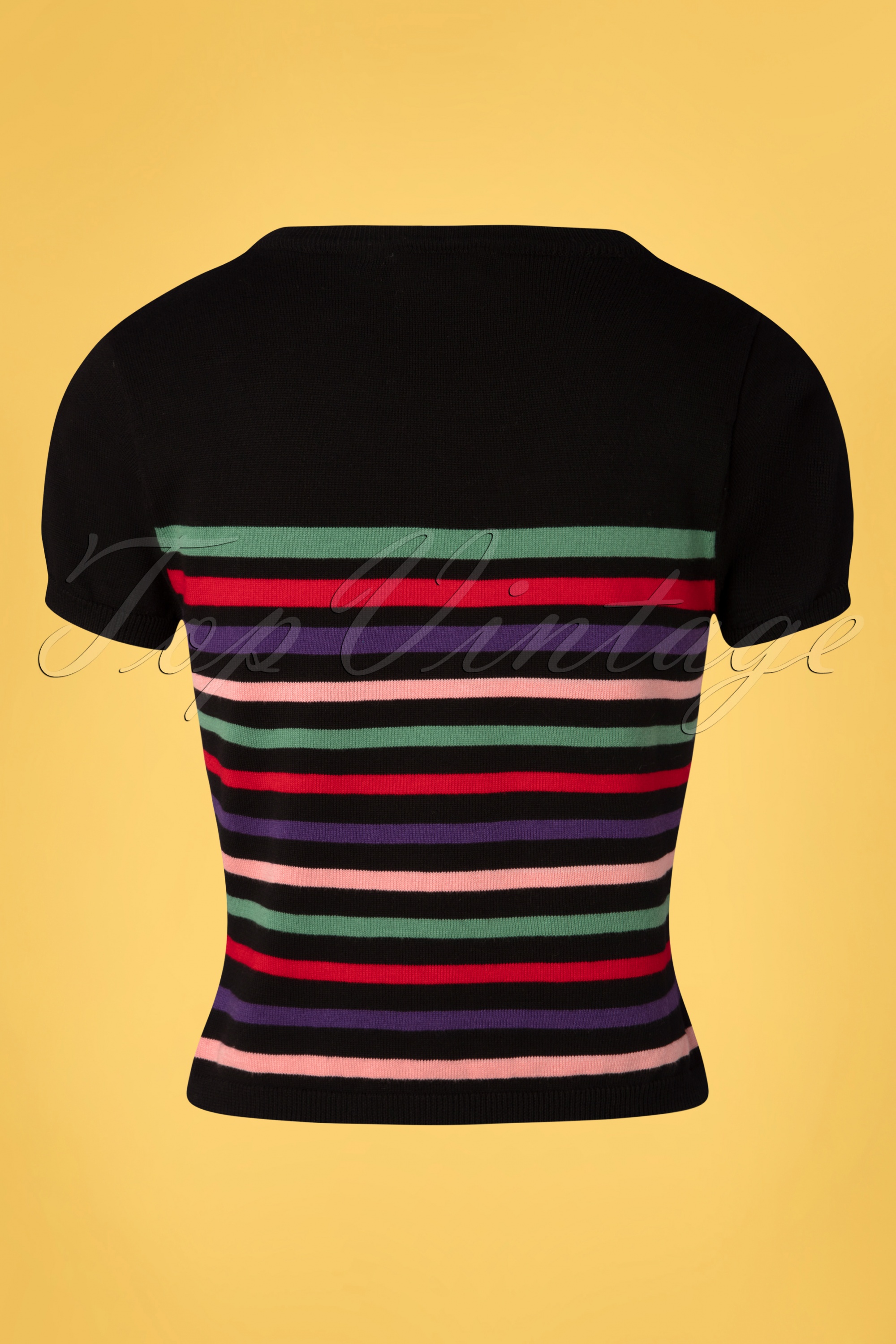 Banned Retro - Memory Lane gestreepte top in zwart 4