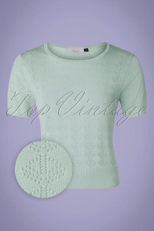 Banned Retro - 50s Bow Knit Top in Mint