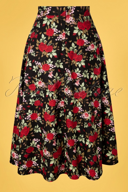 Banned Retro - 50s Rose Garden Swing Skirt in Black 4