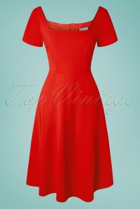 Banned Retro - Klassisches und freches Fit and Flare Swing-Kleid in Rot 2