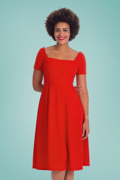 Banned Retro - 50s Classy and Sassy Fit and Flare Swing Dress in Red