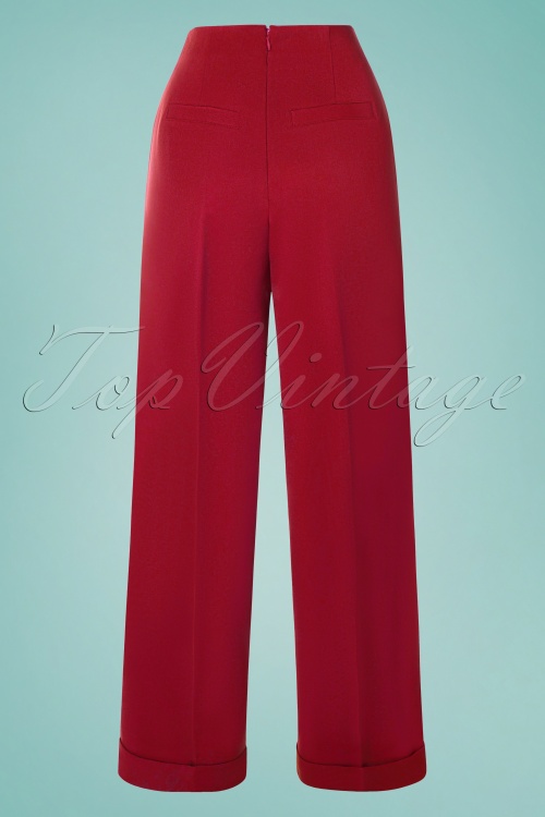 Banned Retro - Day To Night Button Trousers Années 40 en Rouge 2