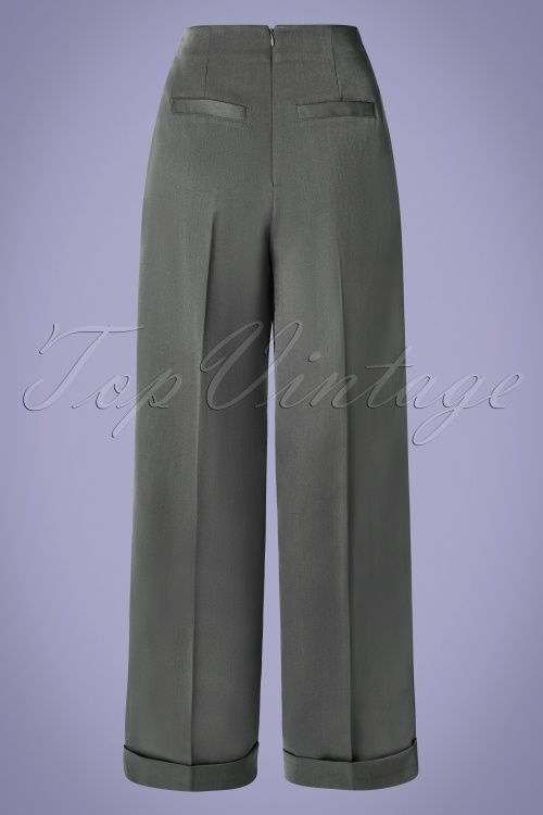 Banned Retro - Day To Night Button Trousers Années 40 en Gris 2