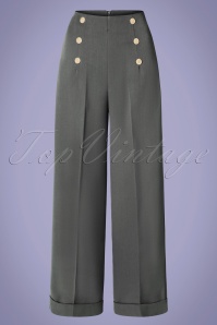 Banned Retro - 40s Day To Night Button Trousers in Grey