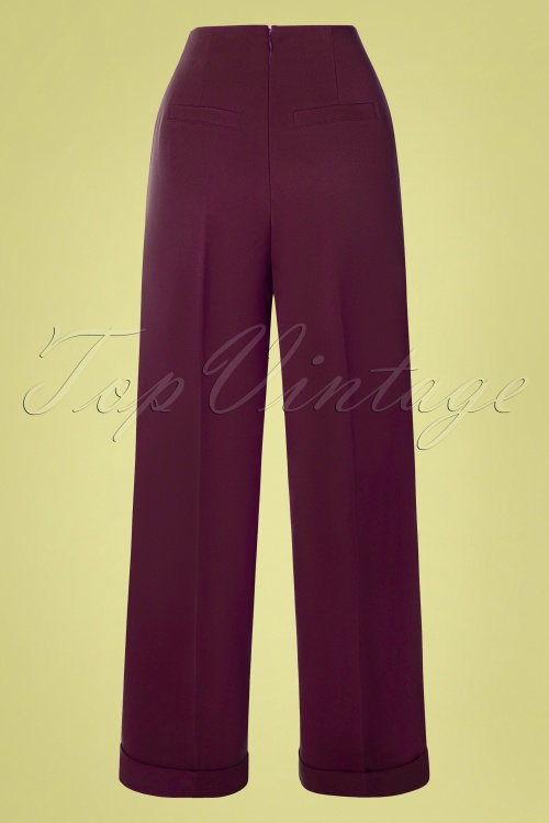 Banned Retro - 40s Day To Night Button Trousers in Burgundy 2