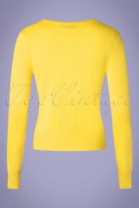 Banned Retro - 60s Flower Power Knit Cardigan in Yellow 3