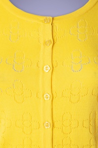 Banned Retro - 60s Flower Power Knit Cardigan in Yellow 4