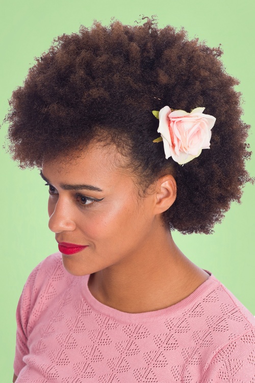 Banned Retro - Scented Love Flower Hair Clip Années 50 en Rose Poudré 2