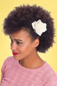 Banned Retro - Duftende Liebesblumen-Haarspange in Cremeweiß 2