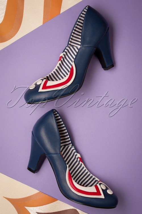 Banned Retro - Titanic Pumps in Navy 2