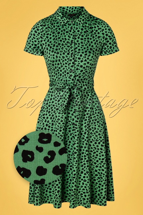 King Louie - Olive Bobcat jurk in Neptune groen 2