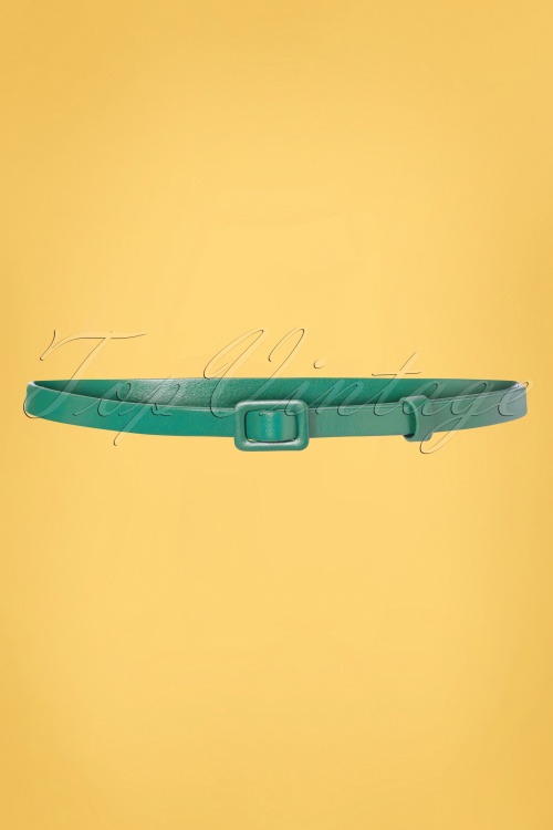 King Louie - 60s Leather Covered Belt in Eden Green