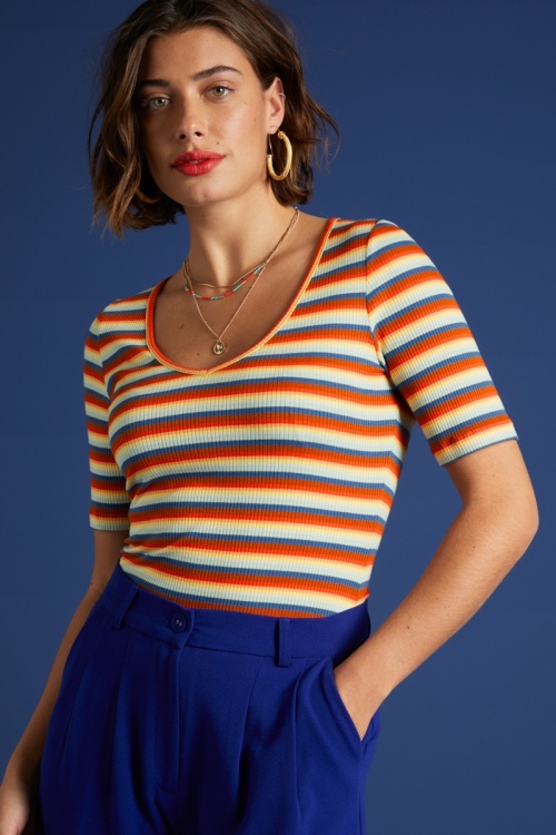 King Louie - 60s Carice Striped Rib Top in Daydream