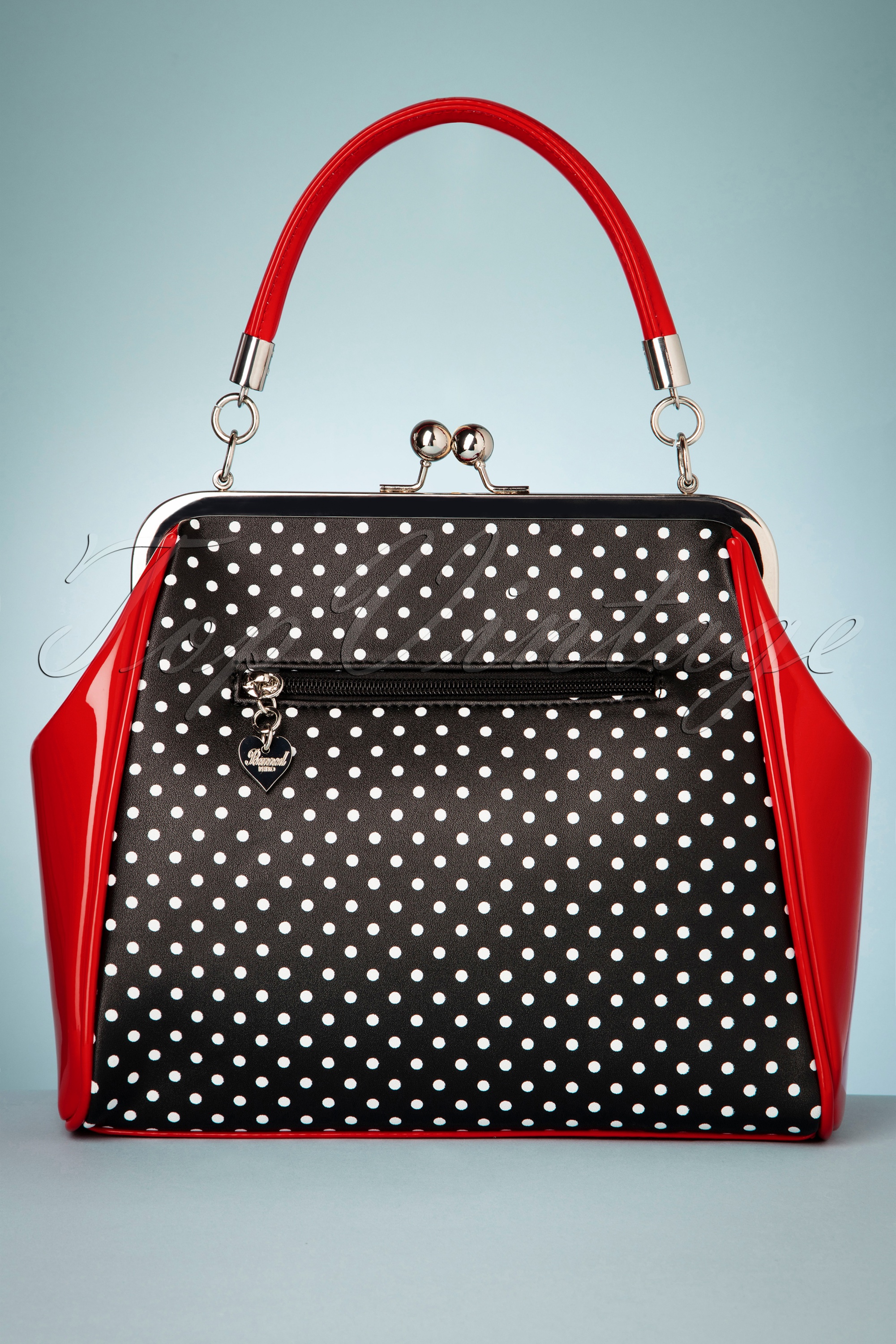 Banned Retro - Frances Polka Star tas in zwart en rood 4