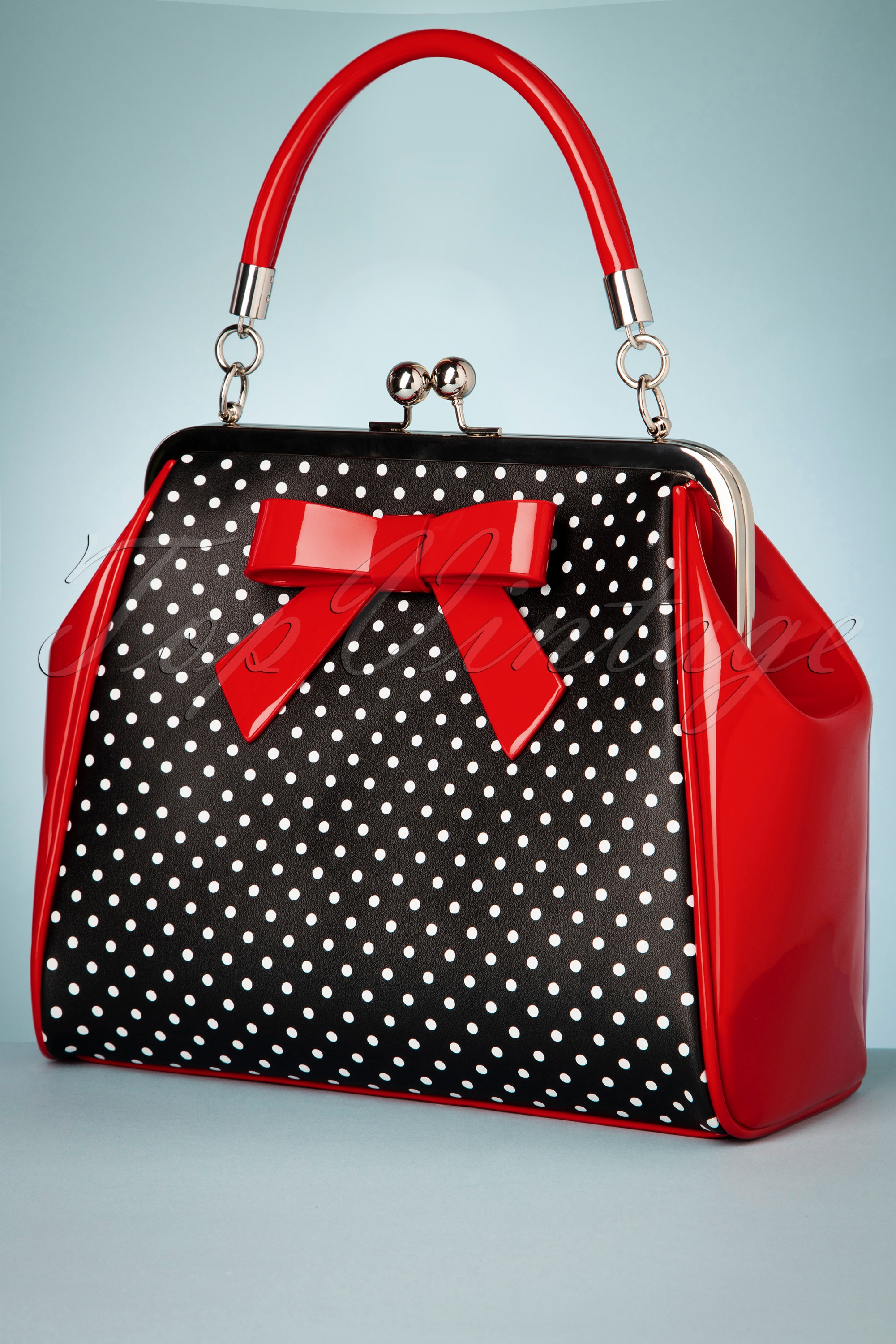 Banned Retro - Frances Polka Star tas in zwart en rood