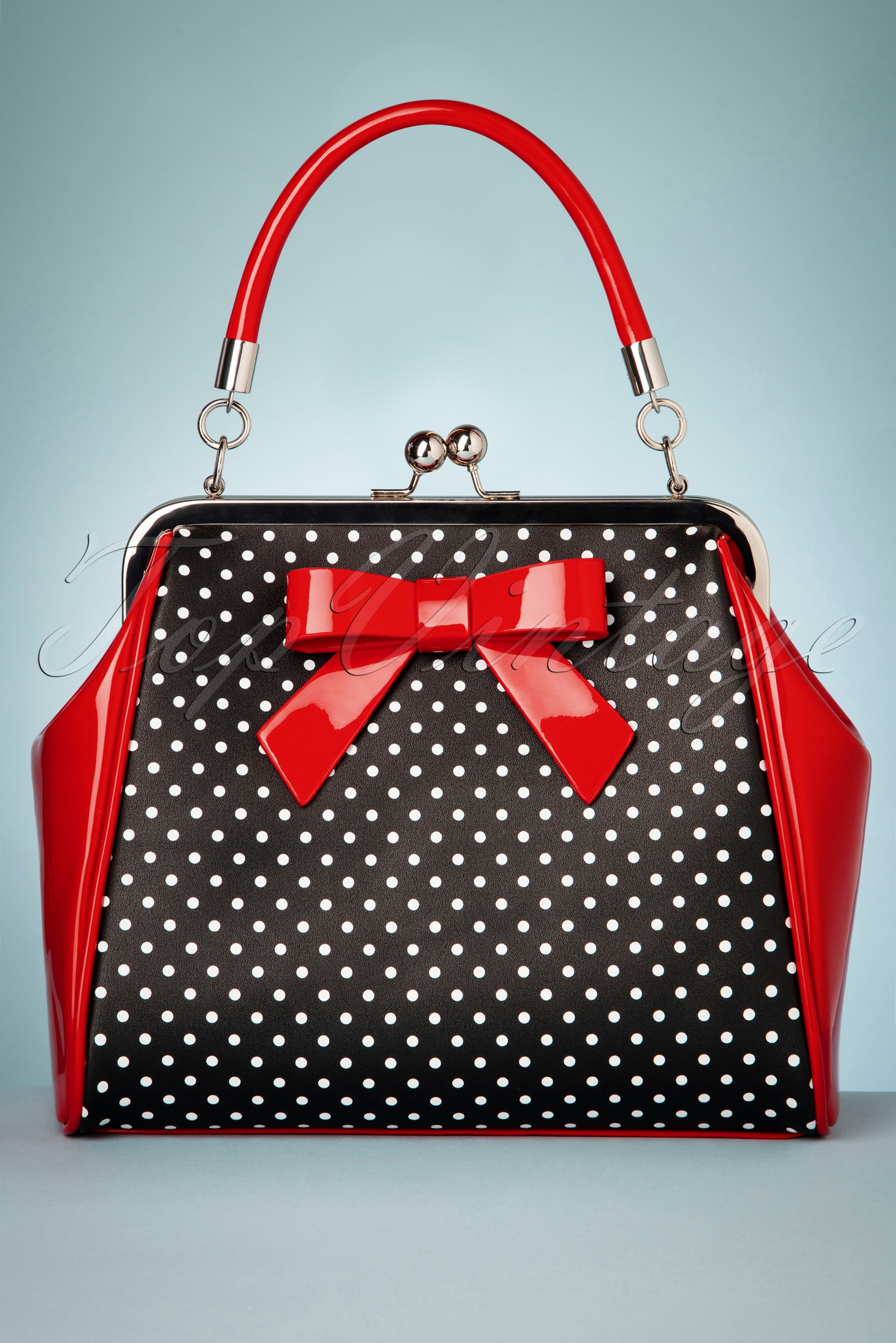 Banned Retro - Frances Polka Star tas in zwart en rood 2