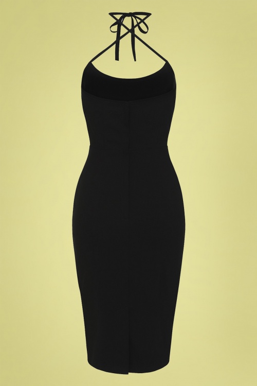 Collectif Clothing - Iris Plain Pencil Dress Années 50 en Noir 6