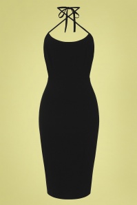 Collectif Clothing - 50s Iris Plain Pencil Dress in Black 2