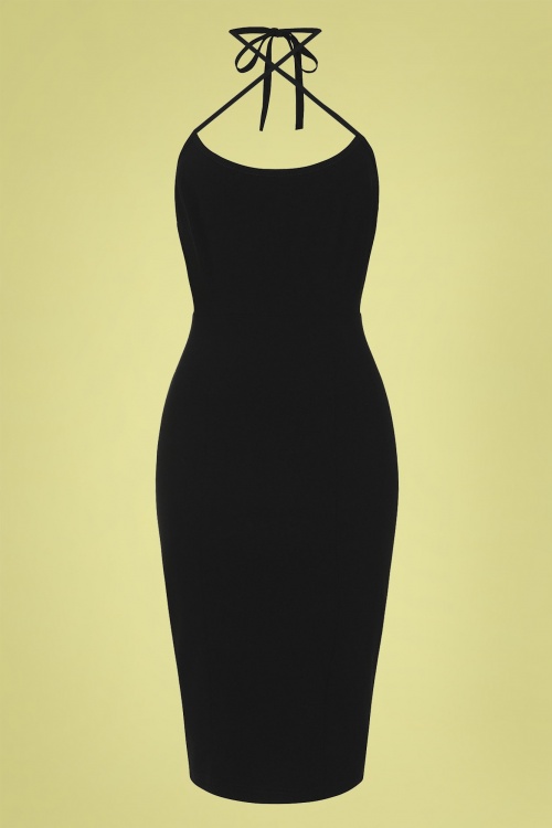 Collectif Clothing - Iris Plain Pencil Dress Années 50 en Noir 2