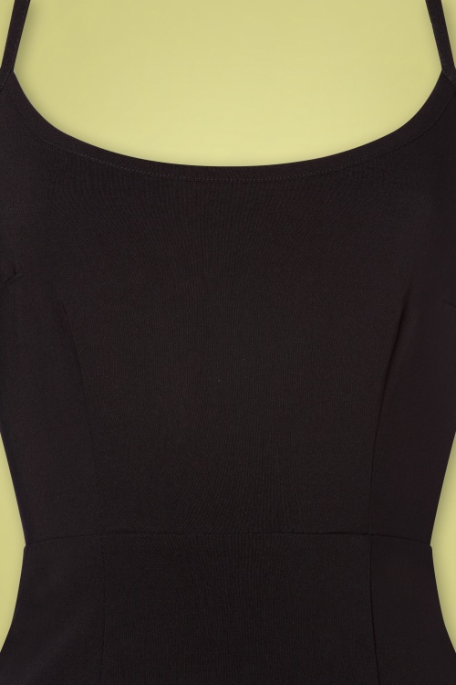 Collectif Clothing - Iris Plain Pencil Dress Années 50 en Noir 4