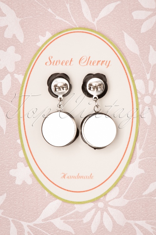 Sweet Cherry - 40s Romantic Black Roses Earrings 3