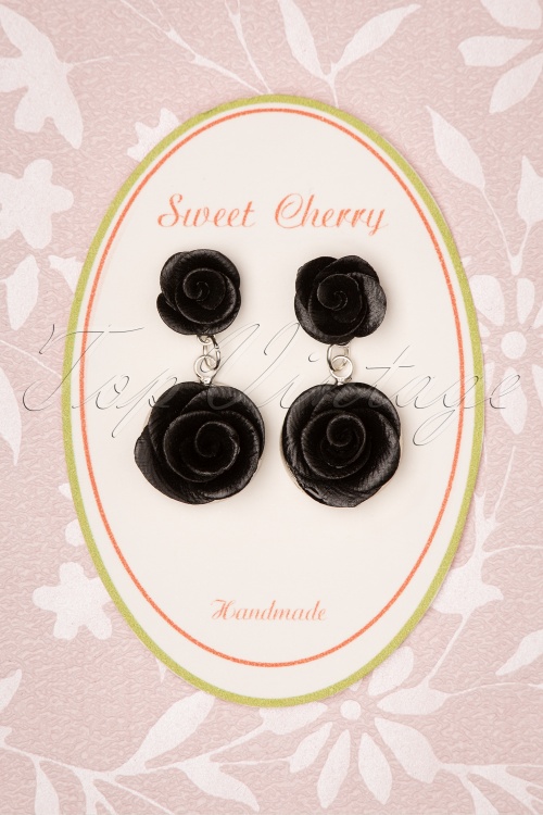 Sweet Cherry - Romantische zwarte rozen oorbellen