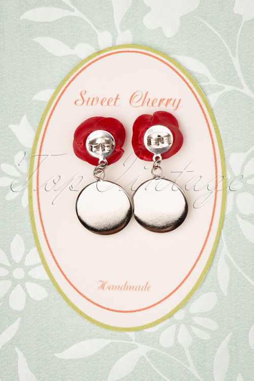 Sweet Cherry - Kitty Cat Rose Earrings Années 50 en Rouge 3