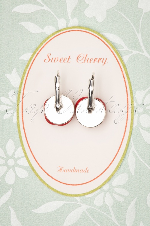 Sweet Cherry - 50s Sparkling Rose Earrings in Red 3