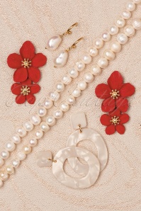 Topvintage Boutique Collection - Resin Marble Earrings Années 60 en Crème 5