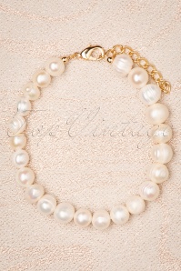 Topvintage Boutique Collection - Pearls Are A Girl's Best Friend Bracelet Années 50 en Ivoire