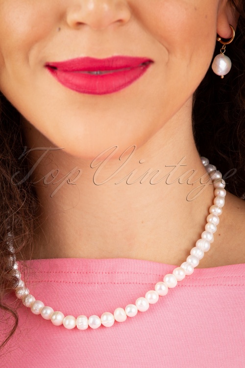 Topvintage Boutique Collection - Pearls Are A Girl's Best Friend Drop Earrings Années 50 en Ivoire 2
