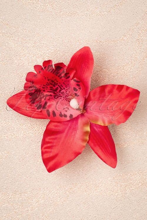 Topvintage Boutique Collection - Tropical Vibes haarbloemclip in rood