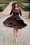 TopVintage exclusive ~ Adriana Roses Long Sleeve Swing Dress Années 50 en Noir et Magenta