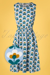 Circus - 60s Lenni Floral Swing Dress in Sky Blue 2